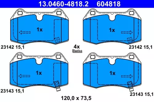 Bremsbelagsatz, Scheibenbremse